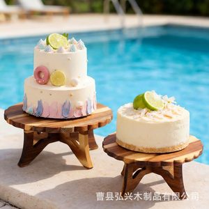 Wooden Dessert Display Stand Round Three Piece Set Handmade For <b>Birthday</b> Party Cupcake Wedding <b>Table</b> Centerpiece - Product Image 2
