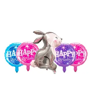 Bán Buôn Nhôm Động Vật Mylar Globos Thiết Lập Của 5 Helium Foil Điền Easter Bunny Head Bóng Bay Khí Nóng