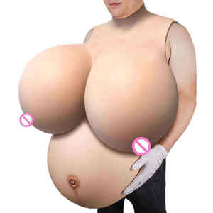 URCHOICE <span class=keywords><strong>Film</strong></span> Props réaliste Silicone Sein Avec Ventre Enceinte Gros Seins DIY Crossdress pour Cosplay Transgenre - Product Image 1