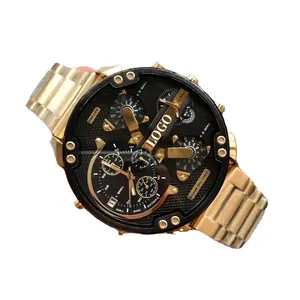 DZ7333 jam tangan olahraga mewah emas baja tahan karat Dial besar Chronograph multifungsi jam tangan tahan air untuk pria