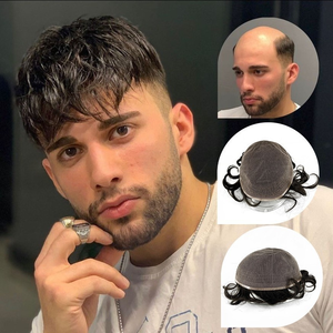 <span class=keywords><strong>Perruque</strong></span> Full Lace en Cheveux Naturels Respirante, Style Européen et Américain, pour Hommes, Pièce de Remplacement, Cheveux Véritables - Product Image 1