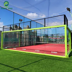 CE Certified High Safety Panoramic Paddle Tennis Court With PU Coated Red Color Artificial Carpet Flooring