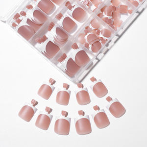 150 faux ongles de pieds à presser, style French Manucure, rose nude, carrés, réutilisables, en PMMA, pour pédicure et <span class=keywords><strong>nail</strong></span> <span class=keywords><strong>art</strong></span> - Product Image 5