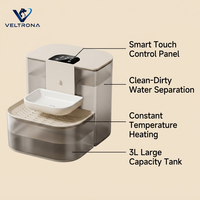 Fontaine à eau intelligente pour animaux de compagnie 3L grande capacité, chauffage sans fil à température constante, séparation eau propre/sale, auto-nettoyage pour chats et chiens