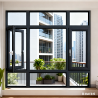 Fenêtre à battant moderne en alliage d'aluminium avec double vitrage trempé isolant thermiquement pour usage extérieur