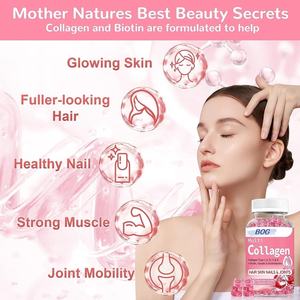 Gommes de collagène à la biotine hydrolysée sans sucre avec mousse de mer Vitamine C Zinc pour cheveux, peau, ongles, muscles et articulations - Product Image 3