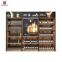 Présentoir mural modulaire personnalisé pour vins et spiritueux, en bois et métal, pour magasin de vins