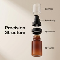 Botol PET Amber Bentuk Silinder dengan Pompa Tekan 60ml 100ml 120ml 150ml untuk Krim Wajah Kosmetik, Lotion, dan Botol Semprot