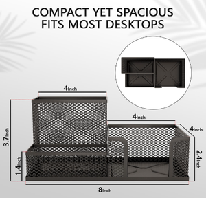 Organizador de Escritorio para Bolígrafos, Suministros de Oficina con 3 Compartimentos, Accesorios de Escritorio y Organizadores de Espacio de Trabajo para el Hogar y la Escuela, Color Negro - Product Image 2