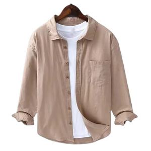 Camicia Casual da uomo in cotone <span class=keywords><strong>M</strong></span>-3XL primavera estate camicia Casual da uomo con risvolto in cotone a maniche lunghe top camicia semplice Versatile - Product Image 1