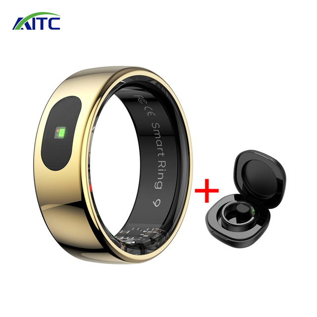 Yawell R08 Smart Ring APP Controlled Sleep Tracker 5-10 Days Battery Life 5 ATM Waterproof Magnetic Charging Golden Steel Case