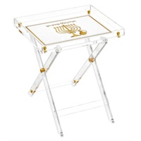 Support de table pliable en acrylique et lucite pour Hanouka, avec bordure dorée, impression personnalisée d'œuvres d'art de ménorah, présentoir Judaica Hanouka