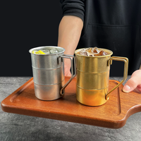 Tasses à bière en acier inoxydable de 350 ml sans BPA, incassables, avec logo personnalisé, avec poignée, pour le camping, cadeau