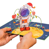 Tarjetas de Felicitación en Oferta, 5x7 Pulgadas, Forma Rectangular Azul Marino, Tarjetas 3D Pop-up con Diseño de Trineo Navideño, Tarjeta de Regalo para Amigos