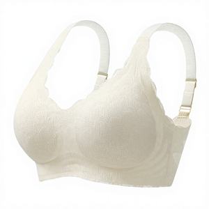 Sujetador inalámbrico push-up de encaje tejido con copa 3/4, talla grande para mujer, 6XL, con tirantes anchos, alta elasticidad, espalda en U, transpirable, con efecto de realce y corte láser - Product Image 4