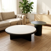Table basse ronde moderne de luxe en pierre frittée, placage chêne blanc, MDF, pour salon, vente en gros d'usine, personnalisable OEM