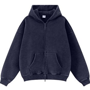 Áo hoodie nam chất lượng cao, kiểu dáng thể thao đường phố, chất liệu dày dặn, màu phai nắng, giặt acid, dáng rộng, có khóa kéo - Product Image 3