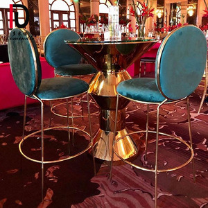 Mariage chic confortable or en acier inoxydable <span class=keywords><strong>tabouret</strong></span> <span class=keywords><strong>de</strong></span> <span class=keywords><strong>bar</strong></span> avec coussinets en velours - Product Image 1