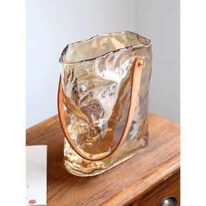 Vase en verre gris de forme irrégulière à main, nouveau design, arrangement floral pour le salon, nourrissant l'eau, Moissic Y-9-5 - Product Image 3