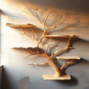 Kệ gỗ tự nhiên cạnh sống động, làm thủ công, treo tường, chất liệu gỗ nguyên khối, trang trí tường - Product Image 4