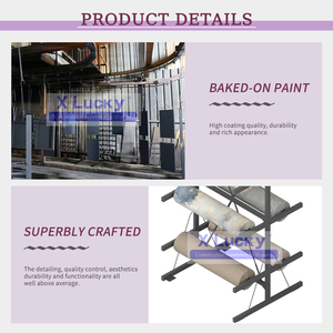 May Mắn Tùy Chỉnh Cửa Hàng Thiết Kế Showcase Vải Đứng Hiển Thị Thảm Vải Tường Đứng Vải Cuộn Hiển Thị Giá Thảm Móc Áo - Product Image 3