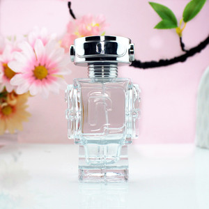 Botella de Perfume Cuadrada Mate Transparente Recargable con Pulverizador de Rosca, Modelo <span class=keywords><strong>Robot</strong></span>, 50ml - Product Image 3