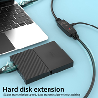 Kabel Ekstensi Aktif DFX USB 3.0 15m Hitam Male-Male dengan Pelindung PVC, Kabel Data, 2 Chipset Taiwan, Port Daya DC untuk Kamera