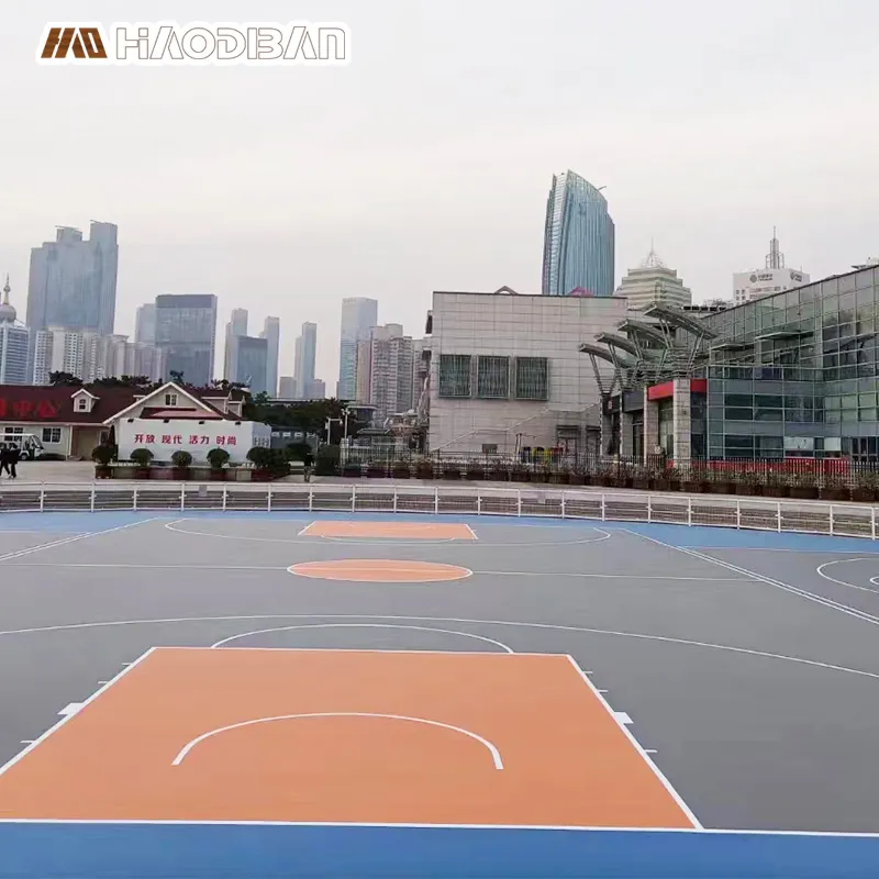 Revêtement de sol en vinyle antidérapant bleu vert gris rouge 5mm pour enfants, terrain de basket-ball, carrelage sportif