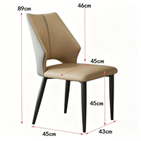 Chaise de salle à manger contemporaine avec dossier, pieds en métal, revêtement en similicuir, mobilier moderne pour la maison, hôtels, restaurants, écoles, appartements