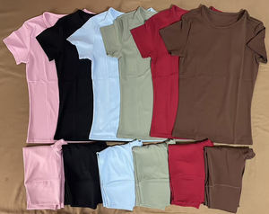 Conjunto Deportivo Casual para Mujer de 2 Piezas Ropa de Descanso para Yoga Top de Manga Corta y Leggings de Cintura Alta Elástica para Gimnasio y Deportes - Product Image 2