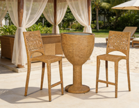 Ensemble moderne de table de bar et de chaises hautes en rotin pour l'extérieur, idéal pour les mariages, la cuisine, le jardin, le sous-sol, la terrasse et les espaces commerciaux