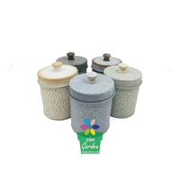 Vente en gros Ensembles de bidons Stockage galvanisé Bocaux de bouteille de nourriture Boîte en métal Petit pot de fleurs en étain avec couvercle