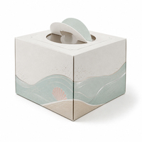 Cajas para Pastel con Logotipo Impreso, Económicas, al por Mayor, con Asa, de Papel Kraft, Personalizadas, con Ventana Alta, Blancas