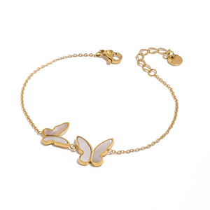 Yueli Butterfly <b>Bracelet</b> Gold Chain With <b>Shell</b> Inlay Women's Jewelry Gift Fashion Accessory - Product Image 5