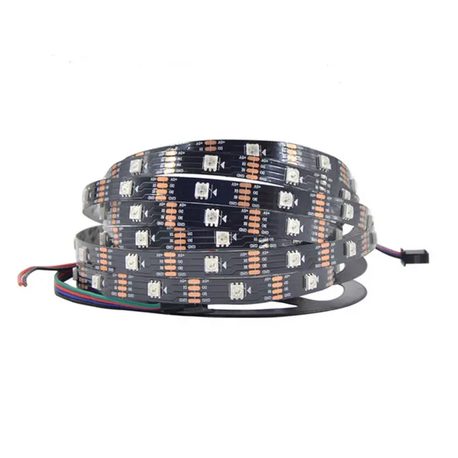 DC5V Zwart Pcb Digitale Programmeerbare Adresseerbare Ws 2812b Rgb Led Flexibele Strip Met 30 Leds