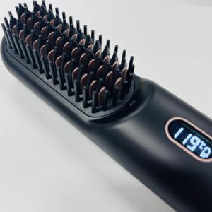 Portable Ceramic <b>USB</b> Heated Ionic Hot Comb Straightener LCD Fast <b>Heating</b> Cordless Mini Straightening Brush Household Hotel Use - Product Image 5