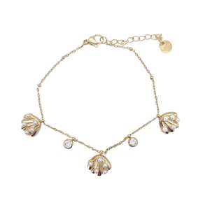 Fashion Charm <b>Bracelet</b> PVD Gold Plated 316L Stainless Steel <b>Shell</b> Pearl Design Sustainable Resistant Jewelry - Product Image 1
