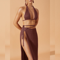 Robe d'été à lacets Sexy Bodycon Dress Suits Elegant Beach Cover up Crop Top and Skirt Women 2 Two Piece Set