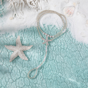 แฟชั่นสร้อยข้อเท้าเลียนแบบไข่มุกคริสตัลรูปดาวสไตล์โบฮีเมียผู้หญิงปาร์ตี้เครื่องประดับชายหาดชุบเงิน - Product Image 2