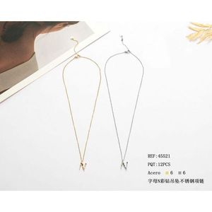 Collana con Ciondolo a Forma di Lettera N in Acciaio Inossidabile 6 6 Acero Collar N - Product Image 1