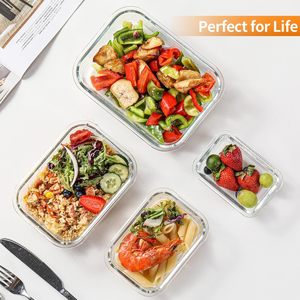 Juego de 7 Recipientes Herméticos para Almacenamiento de Alimentos con Tapa de Vidrio Aislante, Aptos para Microondas, para Preparación de Comidas, Almacenamiento Seguro de Arroz, para Viajes - Product Image 2