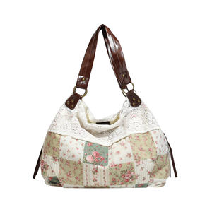 New Mori-style Vintage Floral Patchwork Tote Bag with Retro Lace Trim Versatile for Commuting Shoulder Bag Handbag. - Product Image 4