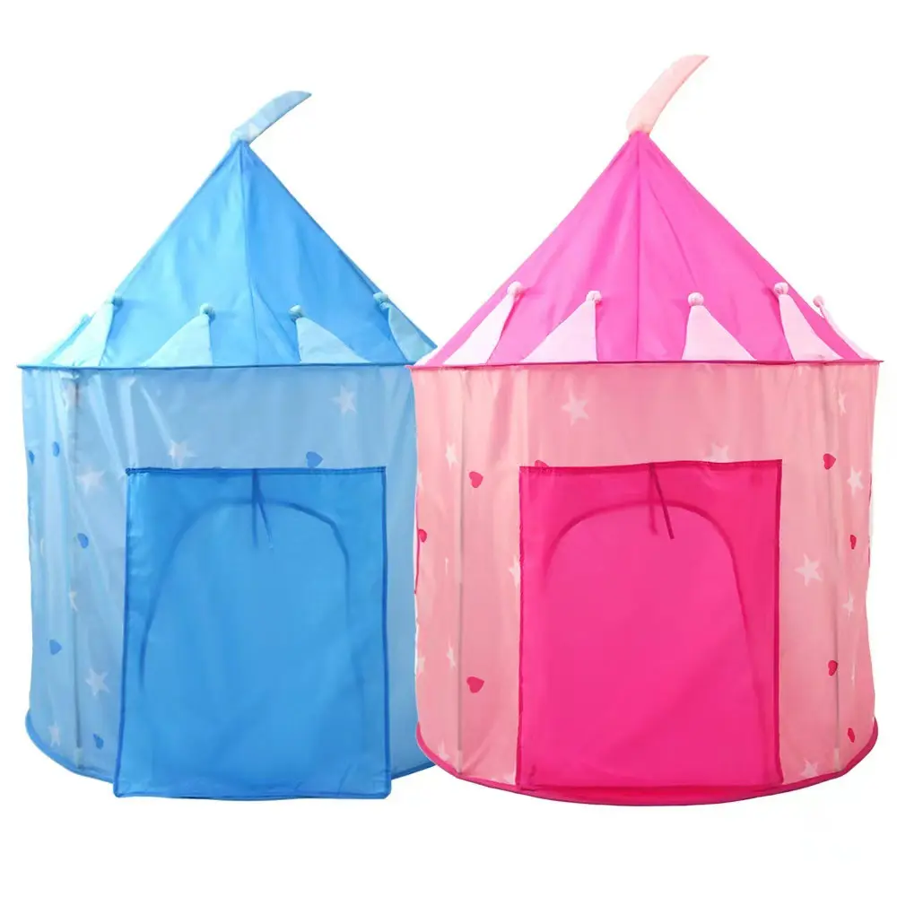 Pink Blue Starry Baby Children Kids Princess Castle Building Fort House Kids Play Tunnel