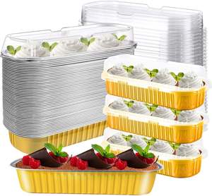 Moule à cupcakes C200 200 ml, compatible micro-ondes, jetable, en aluminium coloré, pour cuisson au four, mini-moule à pain avec couvercles - Product Image 1