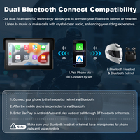 GPS de navigation pour moto 7 pouces, détection d'angle mort BSD, enregistreur double 2K+2K, CarPlay sans fil, Android Auto, ZC18+TMPS+BSD, 1 an
