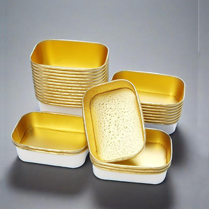 Saladier en papier jetable de qualité alimentaire avec couvercle Bol rectangulaire rond et carré étanche en feuille d'or Compatible avec les aliments à emporter - Product Image 1