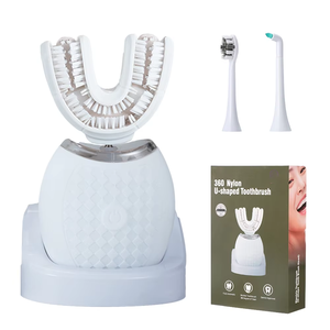 Brosse à dents électrique automatique à ultrasons en forme de U à 360 degrés, étanche, LED avec silicone blanchissant pour adultes, usage domestique - Product Image 1