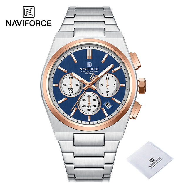 NAVIFORCE Lovers Casual Sport Quartz Calendar Wrist Watch for Man Business Steel Strap Waterproof Male Clock Relogio Masculino