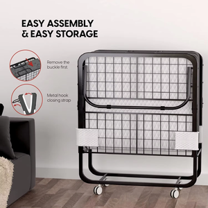 <span class=keywords><strong>Lit</strong></span> d'appoint pliant <span class=keywords><strong>en</strong></span> acier soudé de luxe avec roulettes et poches de rangement, matelas inclus, idéal pour hôtel, bureau, dortoir - Vente <span class=keywords><strong>en</strong></span> gros - Product Image 2