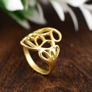 Boho Floral Brass <b>Rings</b> 18k Gold Plated Flower <b>Rings</b> <b>Statement</b> Handmade Wholesale <b>Rings</b> - Product Image 4